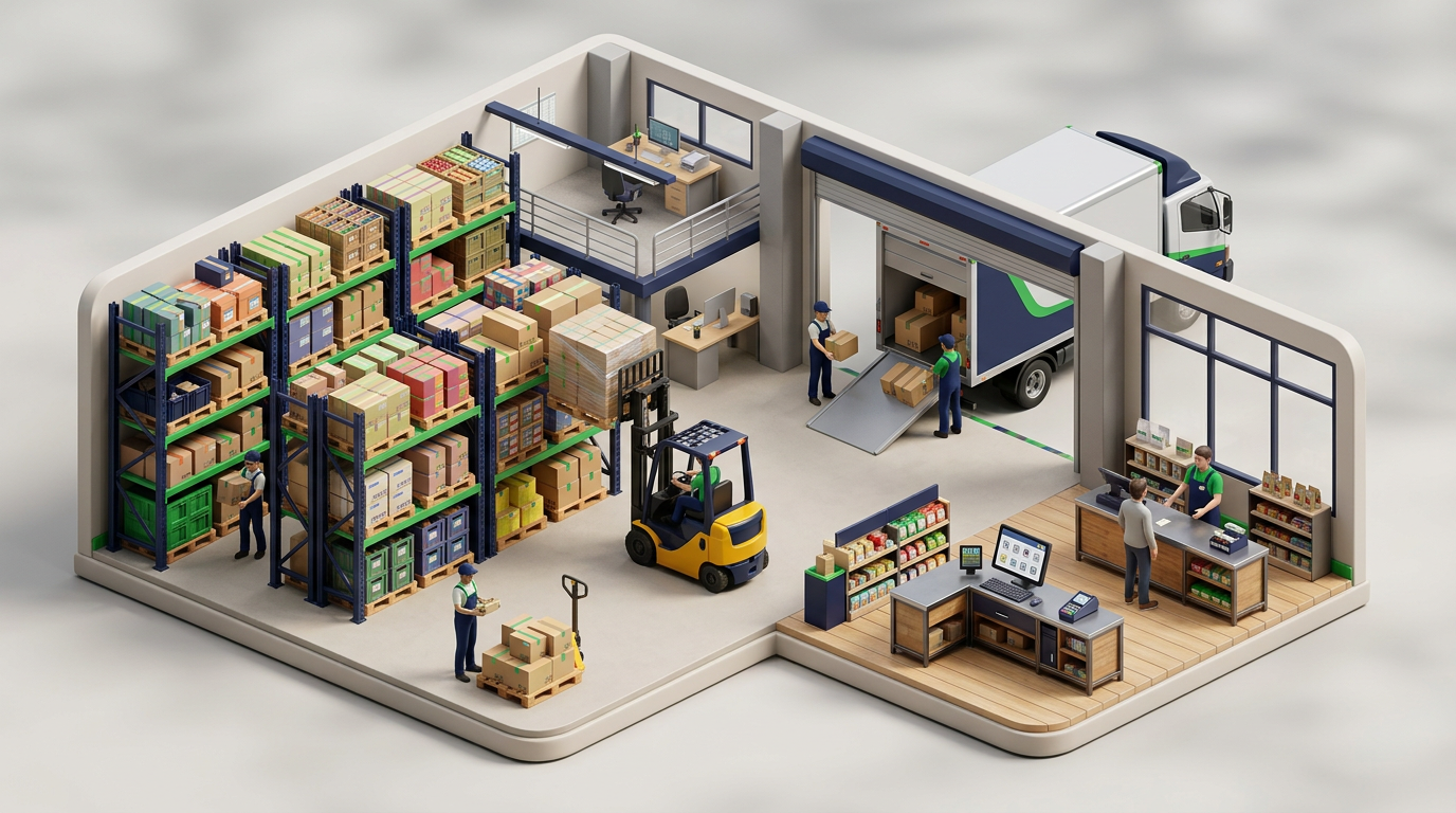 Distribution and retail warehouse